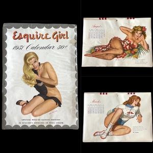SOLD🅱️1951 Esquire Girl Calendar Al Moore Art Original Envelope Pin-Up Deluxe